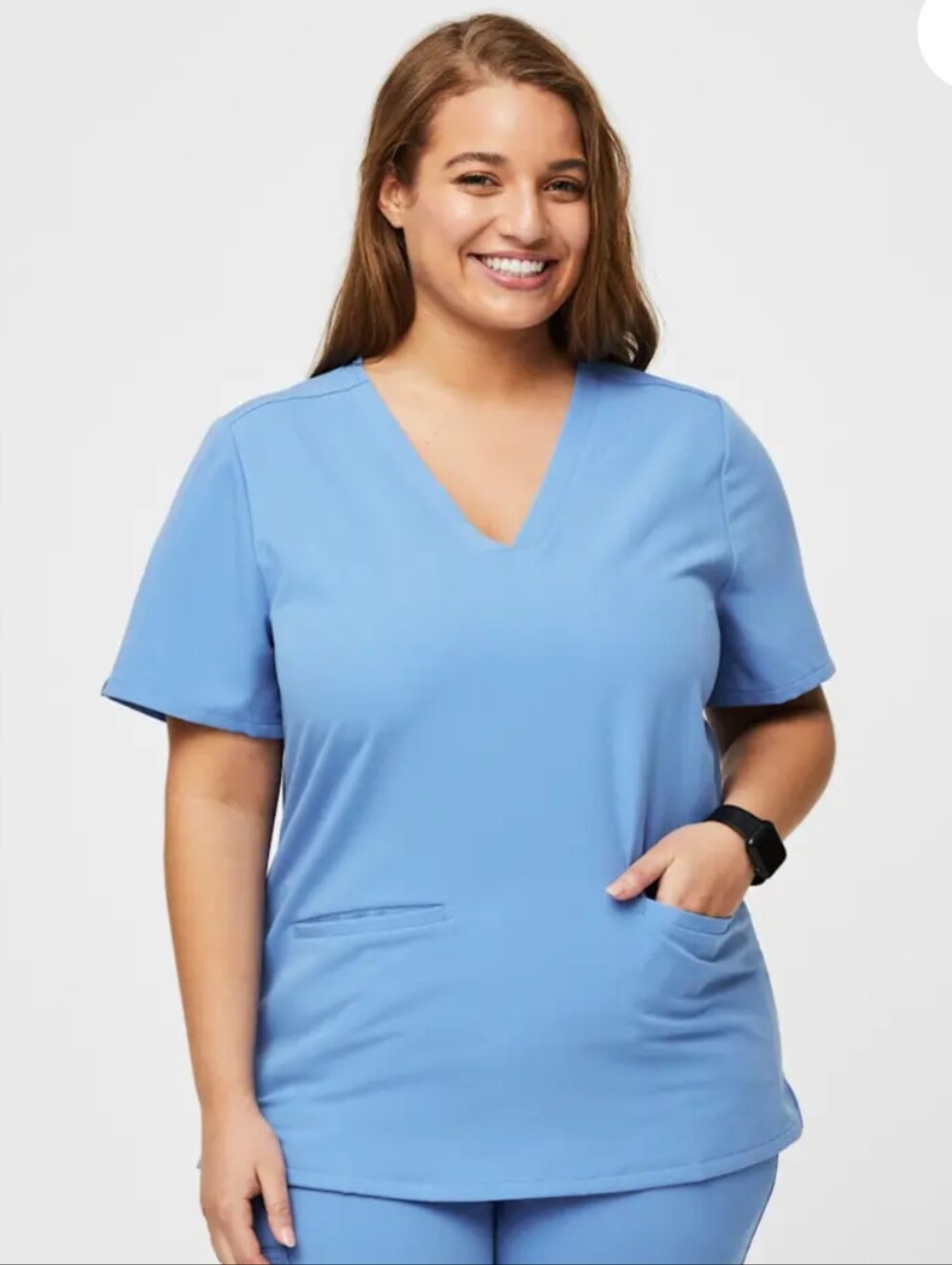 FIGS Women Casma Scrub Top XXL Ceil Blue Three Pocket Short Sleeve Stretch